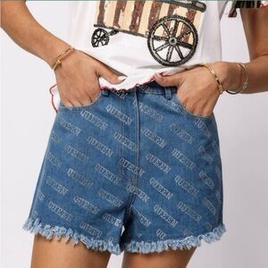 QUEEN OF SPARKLES!!! Like New Blue Denim Patterned Jean Shorts! 🍾🔆💕